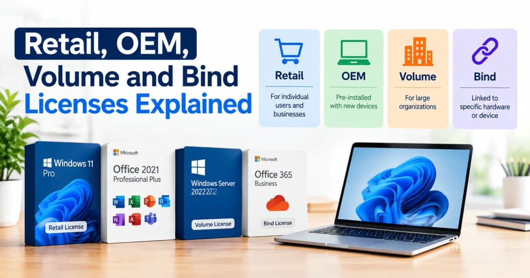 Retail, OEM, Volume and Bind Licenses Explained